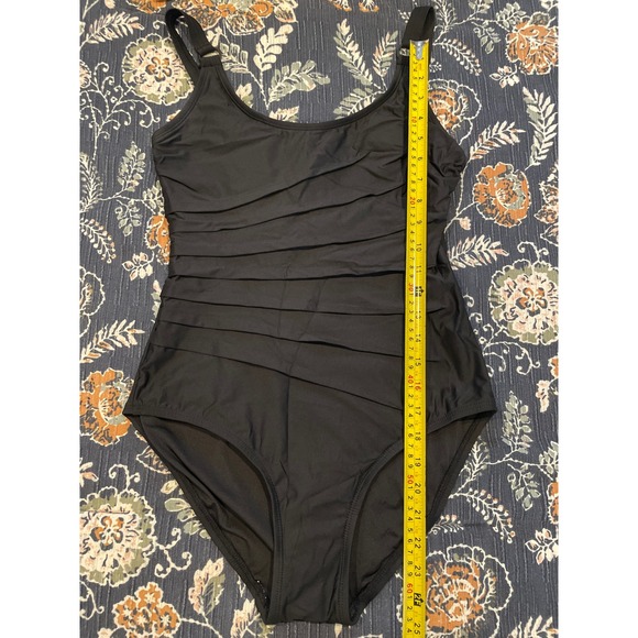 DKNY Black Ruched One Piece Swimsuit Women's Size M - Picture 12 of 16